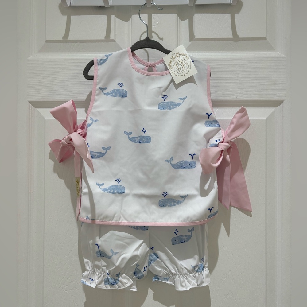 TBBC Talbot Tie Side - You're Whalecome with Palm Beach Pink NWT 3T